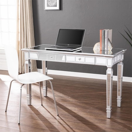 Gfancy Fixtures Silver Mirrored Writing Desk with Drawers GF3108643